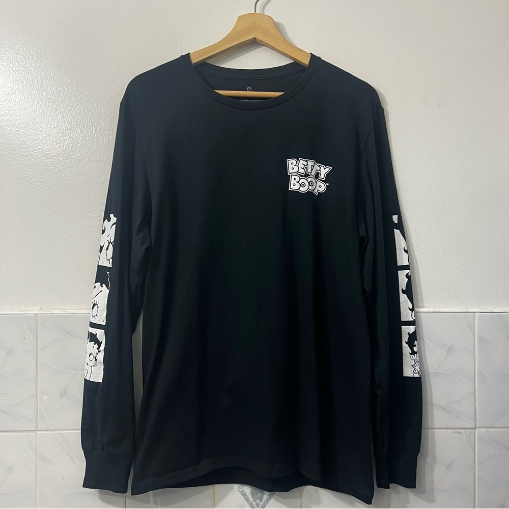 Betty Boop Long Sleeve Shirt Womens M Black Cartoon Retro Licensed